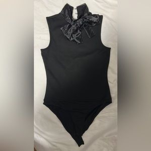 River Island body with bow detail in black